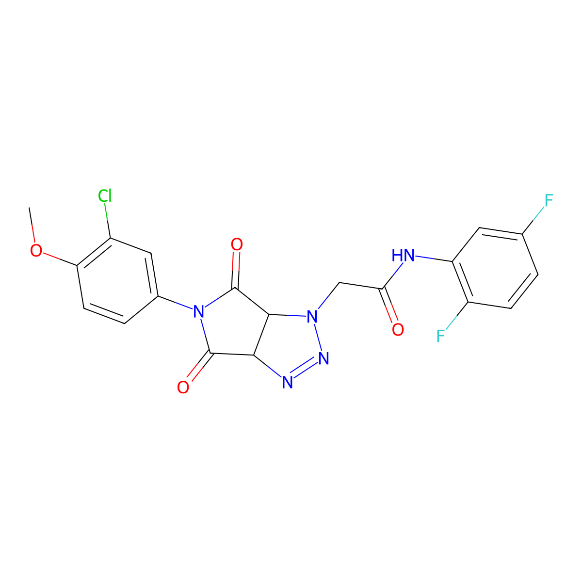 2-[5-(3-chloro-4-methoxyphenyl)-4,6-dioxo-4,5,6,6a-tetrahydropyrrolo[3,4-d][1,2,3]triazol-1(3aH)-yl]-N-(2,5-difluorophenyl)acetamide molecular structure, CAS 1052607-20-1