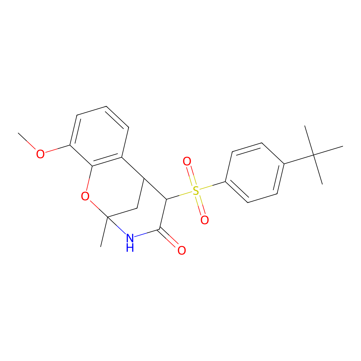 12-(4-Tert-butylbenzenesulfonyl)-6-methoxy-9-methyl-8-oxa-10-azatricyclo[7.3.1.0^{2,7}]trideca-2,4,6-trien-11-one molecular structure, CAS 1052607-31-4