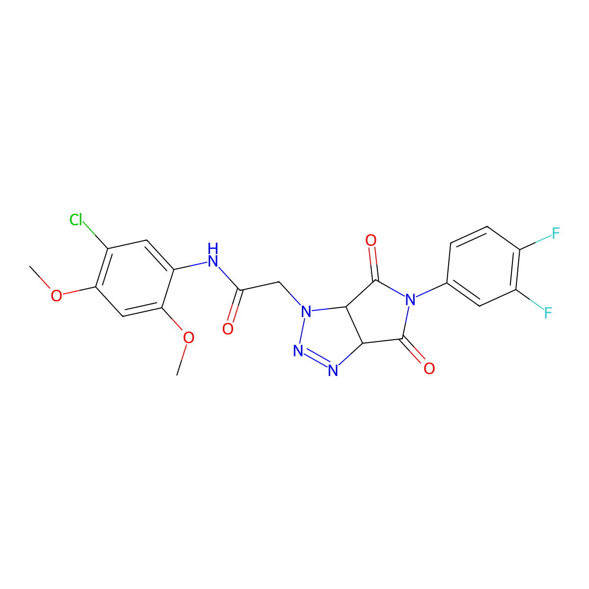 N-(5-chloro-2,4-dimethoxyphenyl)-2-[5-(3,4-difluorophenyl)-4,6-dioxo-4,5,6,6a-tetrahydropyrrolo[3,4-d][1,2,3]triazol-1(3aH)-yl]acetamide molecular structure, CAS 1052607-46-1