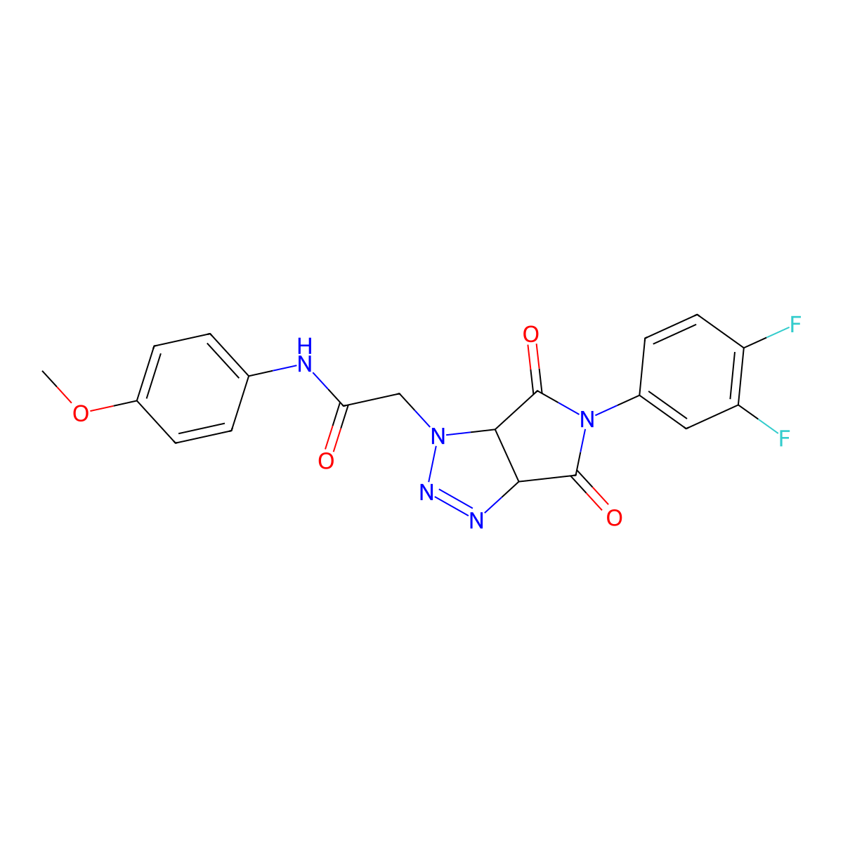 2-[5-(3,4-difluorophenyl)-4,6-dioxo-4,5,6,6a-tetrahydropyrrolo[3,4-d][1,2,3]triazol-1(3aH)-yl]-N-(4-methoxyphenyl)acetamide molecular structure, CAS 1052607-55-2