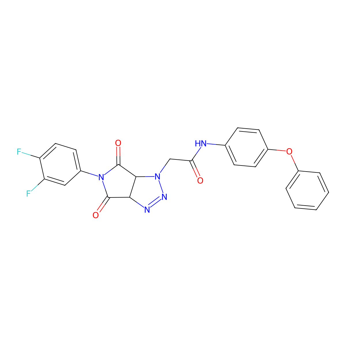 2-[5-(3,4-difluorophenyl)-4,6-dioxo-4,5,6,6a-tetrahydropyrrolo[3,4-d][1,2,3]triazol-1(3aH)-yl]-N-(4-phenoxyphenyl)acetamide molecular structure, CAS 1052608-02-2
