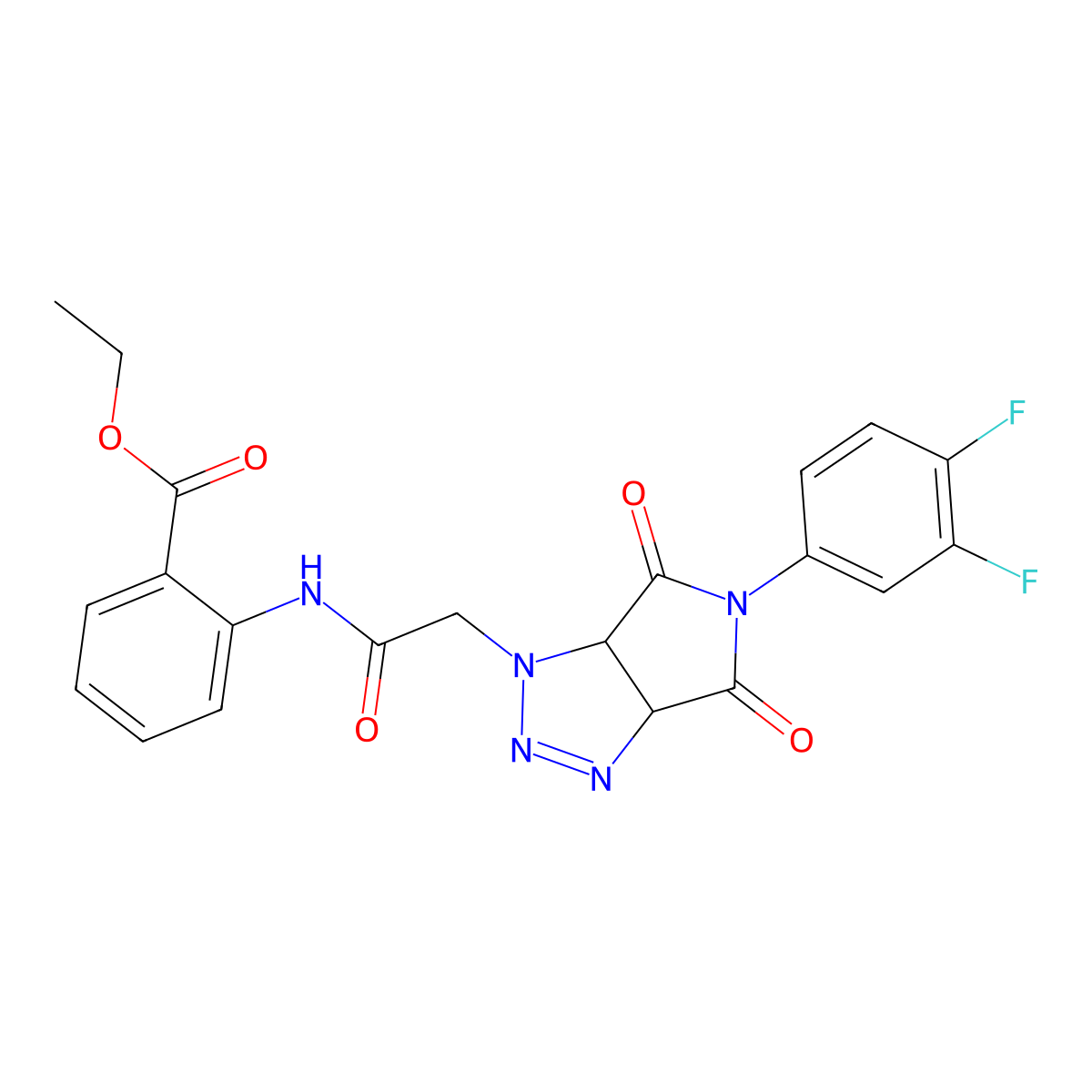 ethyl 2-({[5-(3,4-difluorophenyl)-4,6-dioxo-4,5,6,6a-tetrahydropyrrolo[3,4-d][1,2,3]triazol-1(3aH)-yl]acetyl}amino)benzoate molecular structure, CAS 1052608-03-3