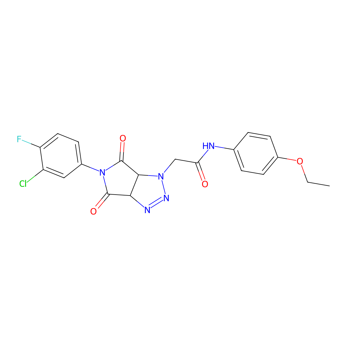 2-[5-(3-chloro-4-fluorophenyl)-4,6-dioxo-4,5,6,6a-tetrahydropyrrolo[3,4-d][1,2,3]triazol-1(3aH)-yl]-N-(4-ethoxyphenyl)acetamide molecular structure, CAS 1052608-48-6
