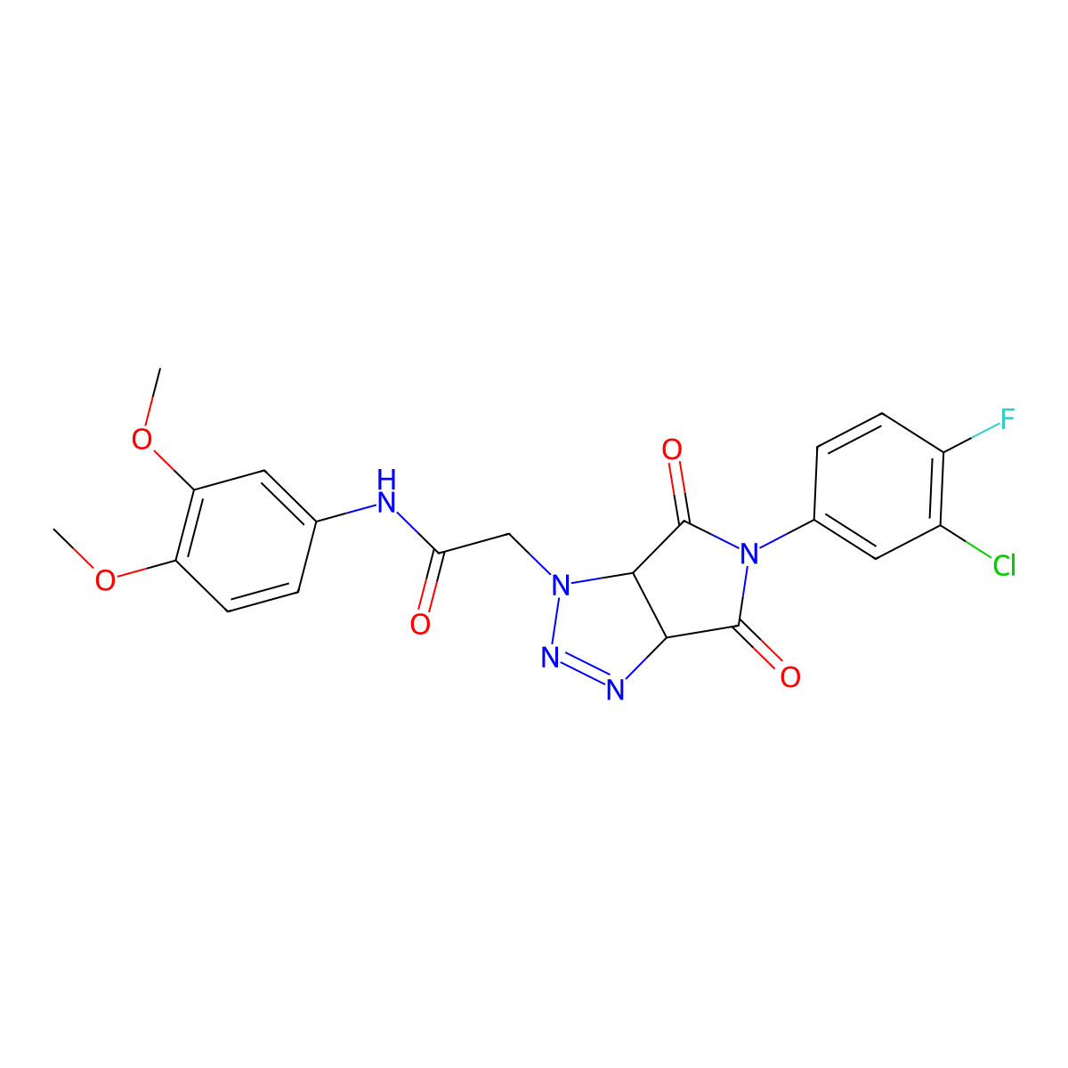 2-[5-(3-chloro-4-fluorophenyl)-4,6-dioxo-4,5,6,6a-tetrahydropyrrolo[3,4-d][1,2,3]triazol-1(3aH)-yl]-N-(3,4-dimethoxyphenyl)acetamide molecular structure, CAS 1052608-84-0