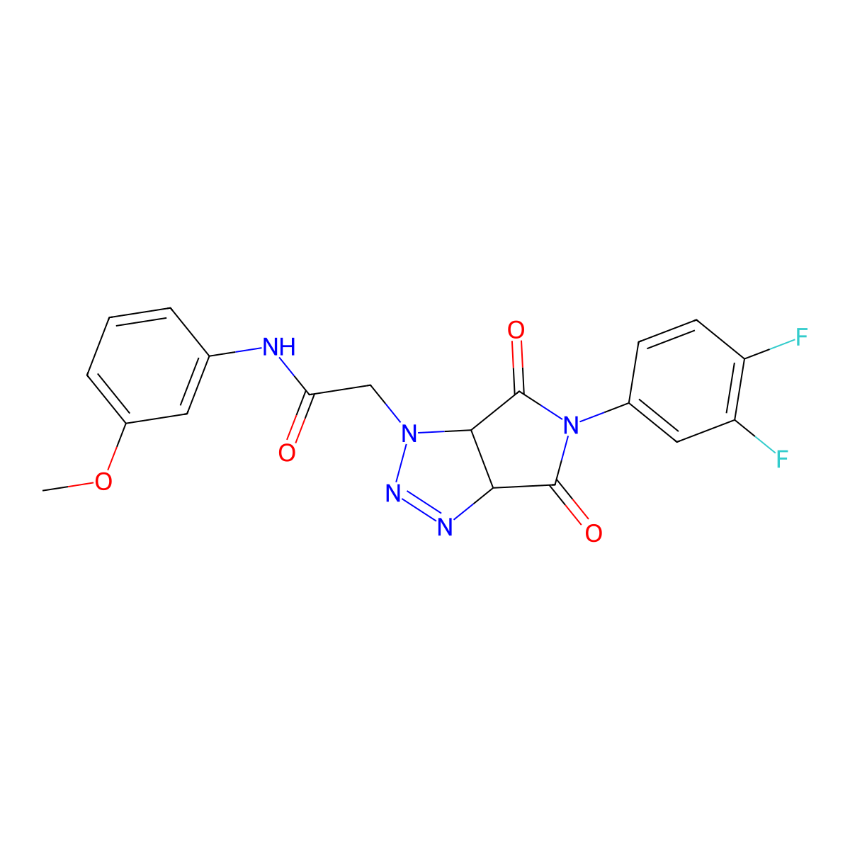 2-[5-(3,4-difluorophenyl)-4,6-dioxo-4,5,6,6a-tetrahydropyrrolo[3,4-d][1,2,3]triazol-1(3aH)-yl]-N-(3-methoxyphenyl)acetamide molecular structure, CAS 1052609-13-8