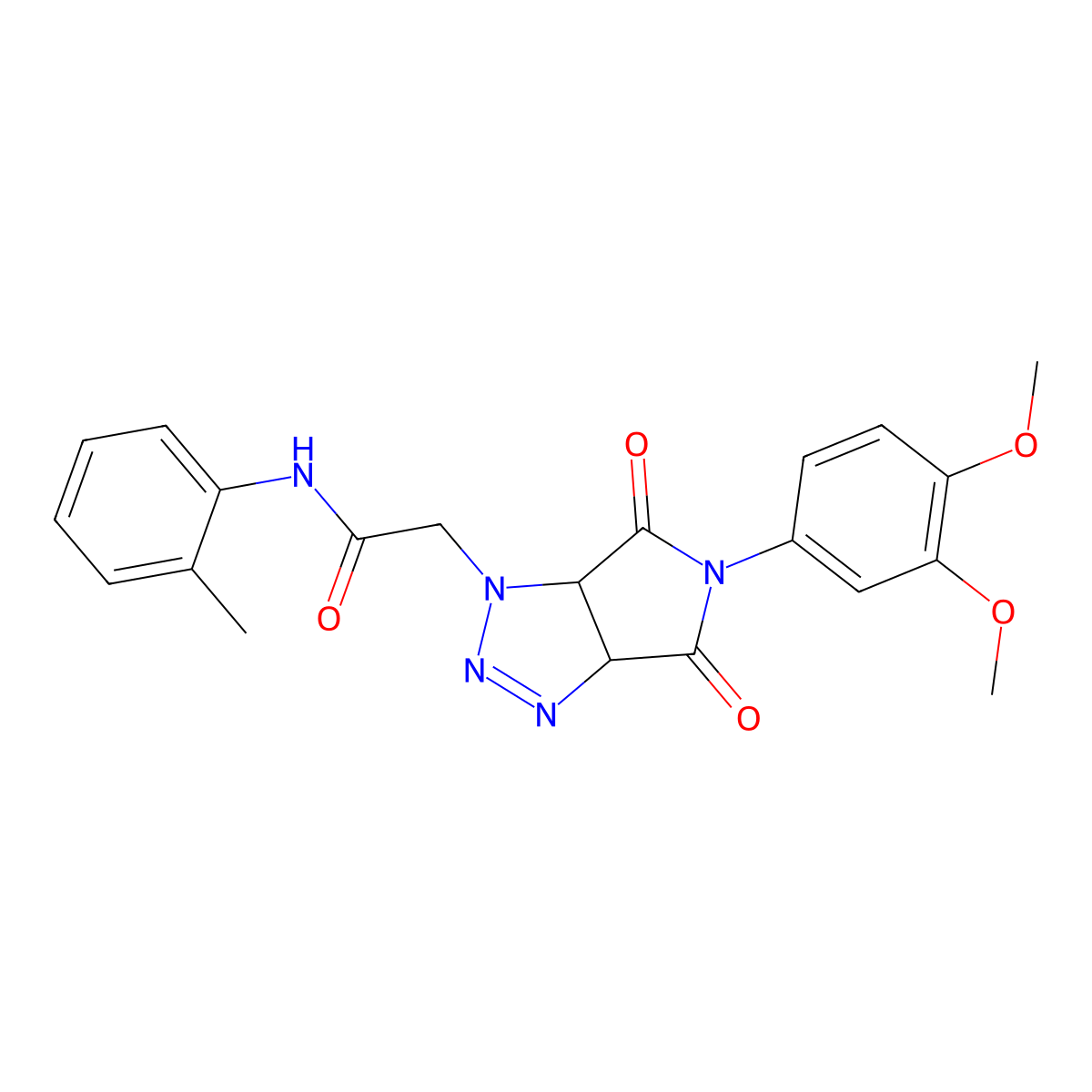 2-[5-(3,4-dimethoxyphenyl)-4,6-dioxo-4,5,6,6a-tetrahydropyrrolo[3,4-d][1,2,3]triazol-1(3aH)-yl]-N-(2-methylphenyl)acetamide molecular structure, CAS 1052609-14-9