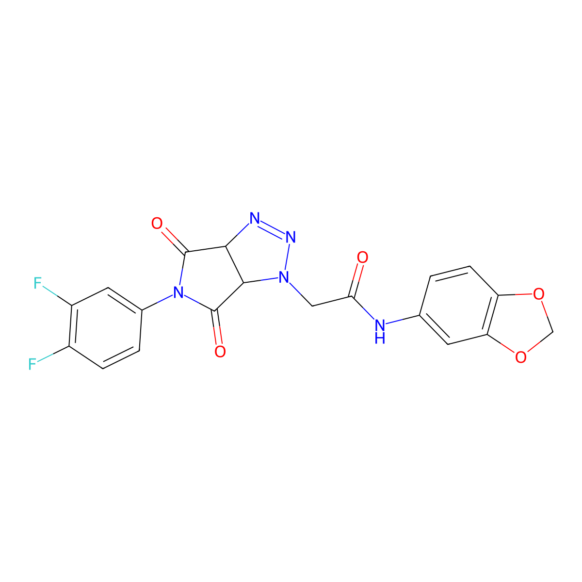 N-(1,3-benzodioxol-5-yl)-2-[5-(3,4-difluorophenyl)-4,6-dioxo-4,5,6,6a-tetrahydropyrrolo[3,4-d][1,2,3]triazol-1(3aH)-yl]acetamide molecular structure, CAS 1052609-32-1