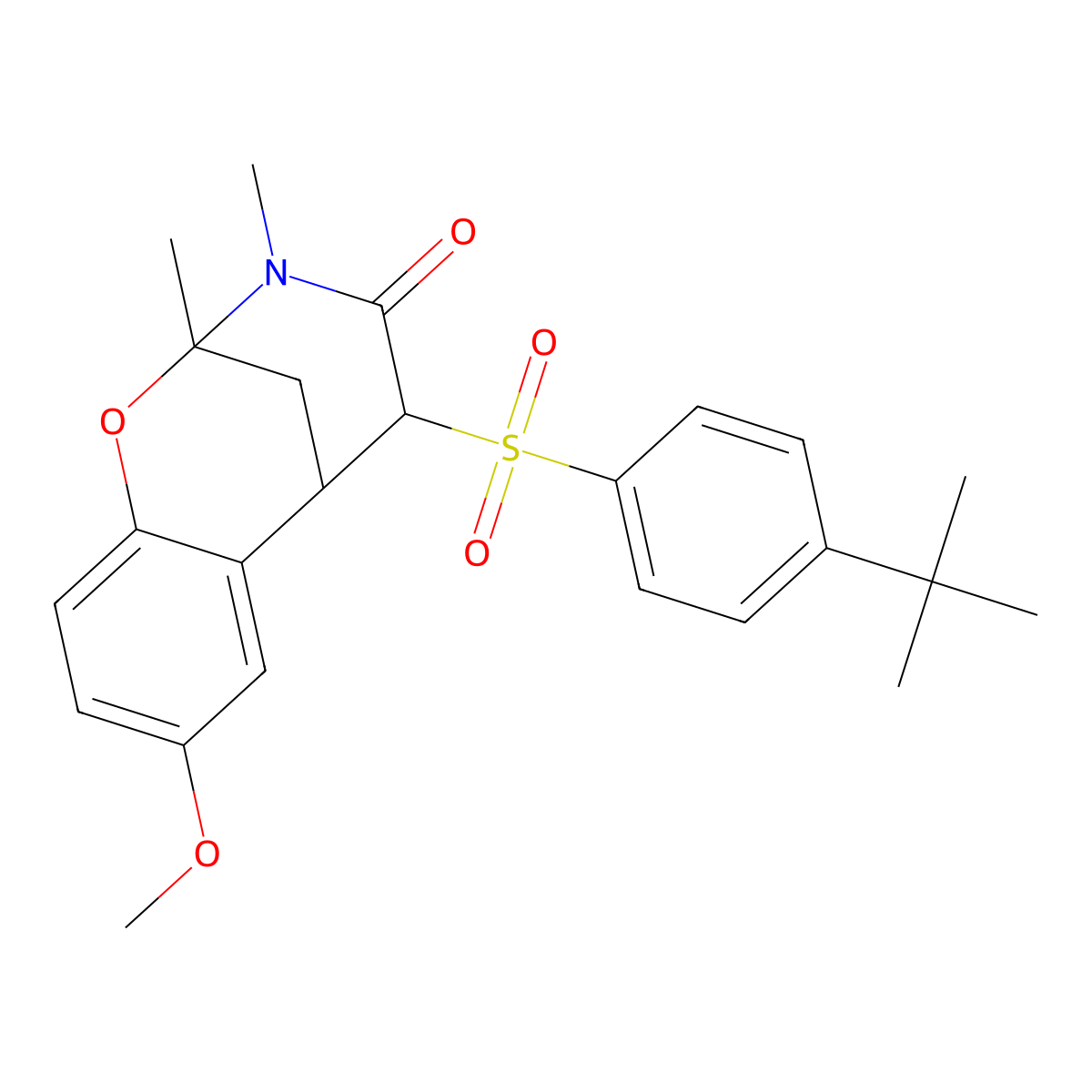 5-((4-(tert-butyl)phenyl)sulfonyl)-8-methoxy-2,3-dimethyl-5,6-dihydro-2H-2,6-methanobenzo[g][1,3]oxazocin-4(3H)-one molecular structure, CAS 1052609-46-7