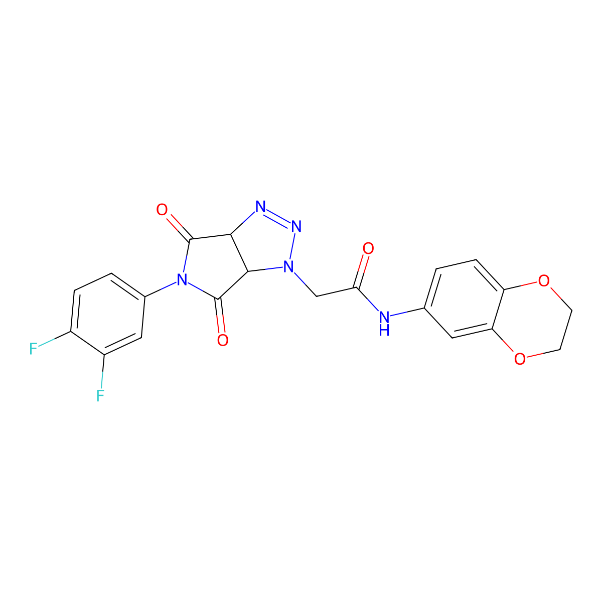 2-[5-(3,4-difluorophenyl)-4,6-dioxo-4,5,6,6a-tetrahydropyrrolo[3,4-d][1,2,3]triazol-1(3aH)-yl]-N-(2,3-dihydro-1,4-benzodioxin-6-yl)acetamide molecular structure, CAS 1052609-48-9