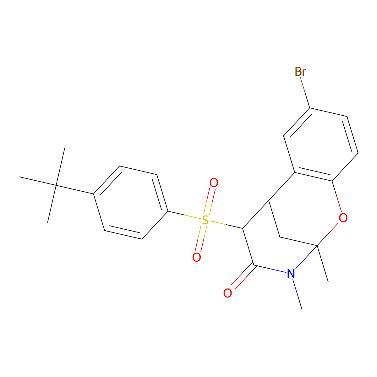 8-bromo-5-((4-(tert-butyl)phenyl)sulfonyl)-2,3-dimethyl-5,6-dihydro-2H-2,6-methanobenzo[g][1,3]oxazocin-4(3H)-one molecular structure, CAS 1052609-86-5