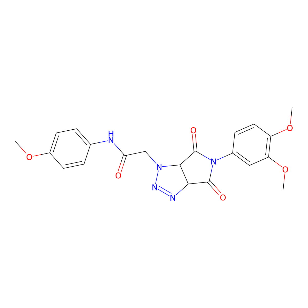 2-(5-(3,4-dimethoxyphenyl)-4,6-dioxo-4,5,6,6a-tetrahydropyrrolo[3,4-d][1,2,3]triazol-1(3aH)-yl)-N-(4-methoxyphenyl)acetamide molecular structure, CAS 1052609-87-6