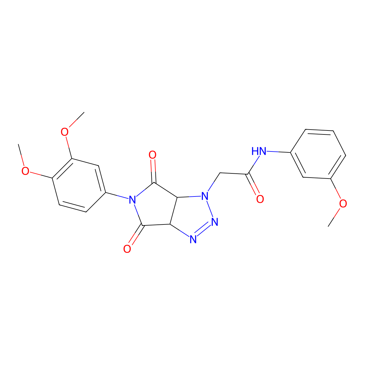 2-(5-(3,4-dimethoxyphenyl)-4,6-dioxo-4,5,6,6a-tetrahydropyrrolo[3,4-d][1,2,3]triazol-1(3aH)-yl)-N-(3-methoxyphenyl)acetamide molecular structure, CAS 1052610-14-6