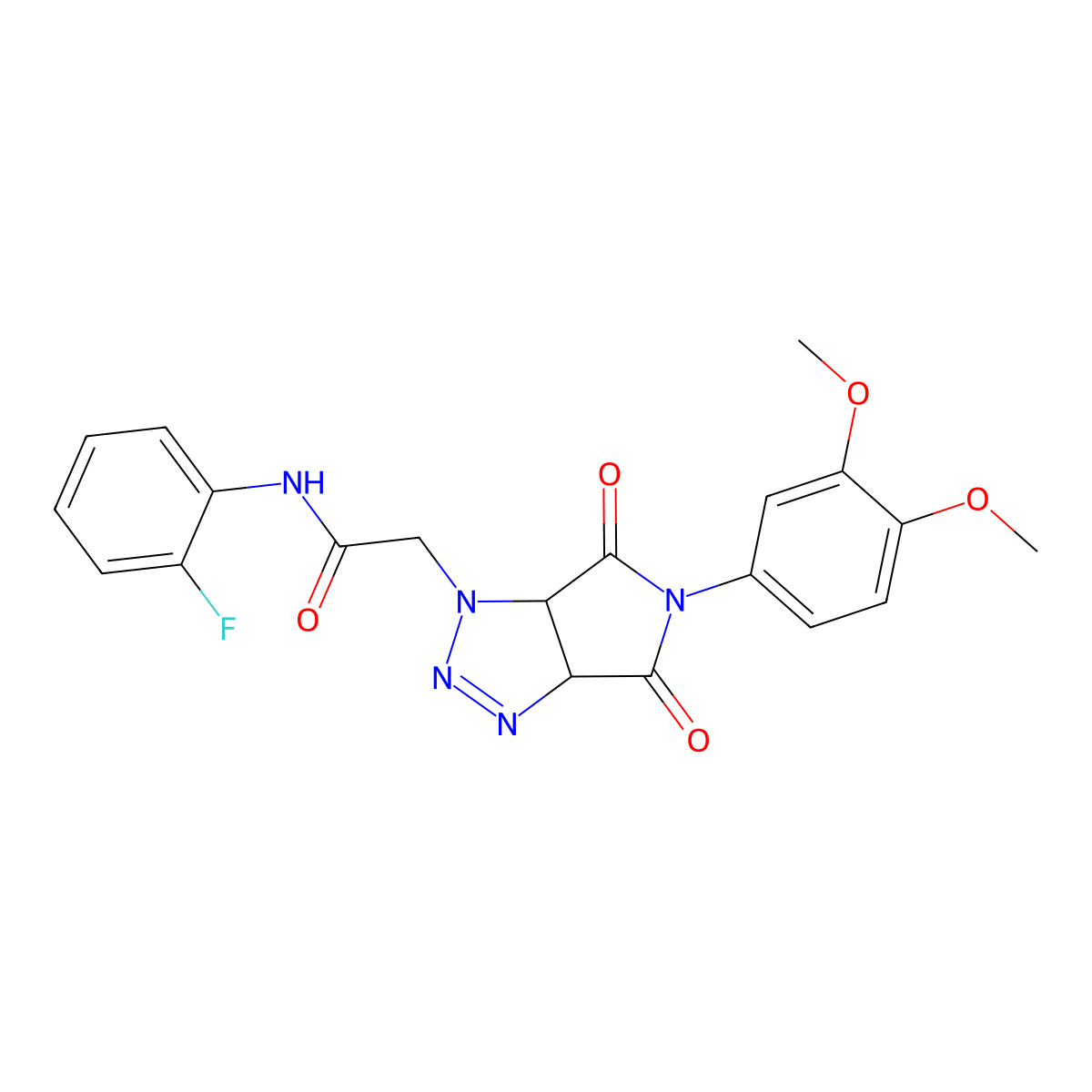 2-[5-(3,4-dimethoxyphenyl)-4,6-dioxo-4,5,6,6a-tetrahydropyrrolo[3,4-d][1,2,3]triazol-1(3aH)-yl]-N-(2-fluorophenyl)acetamide molecular structure, CAS 1052610-23-7