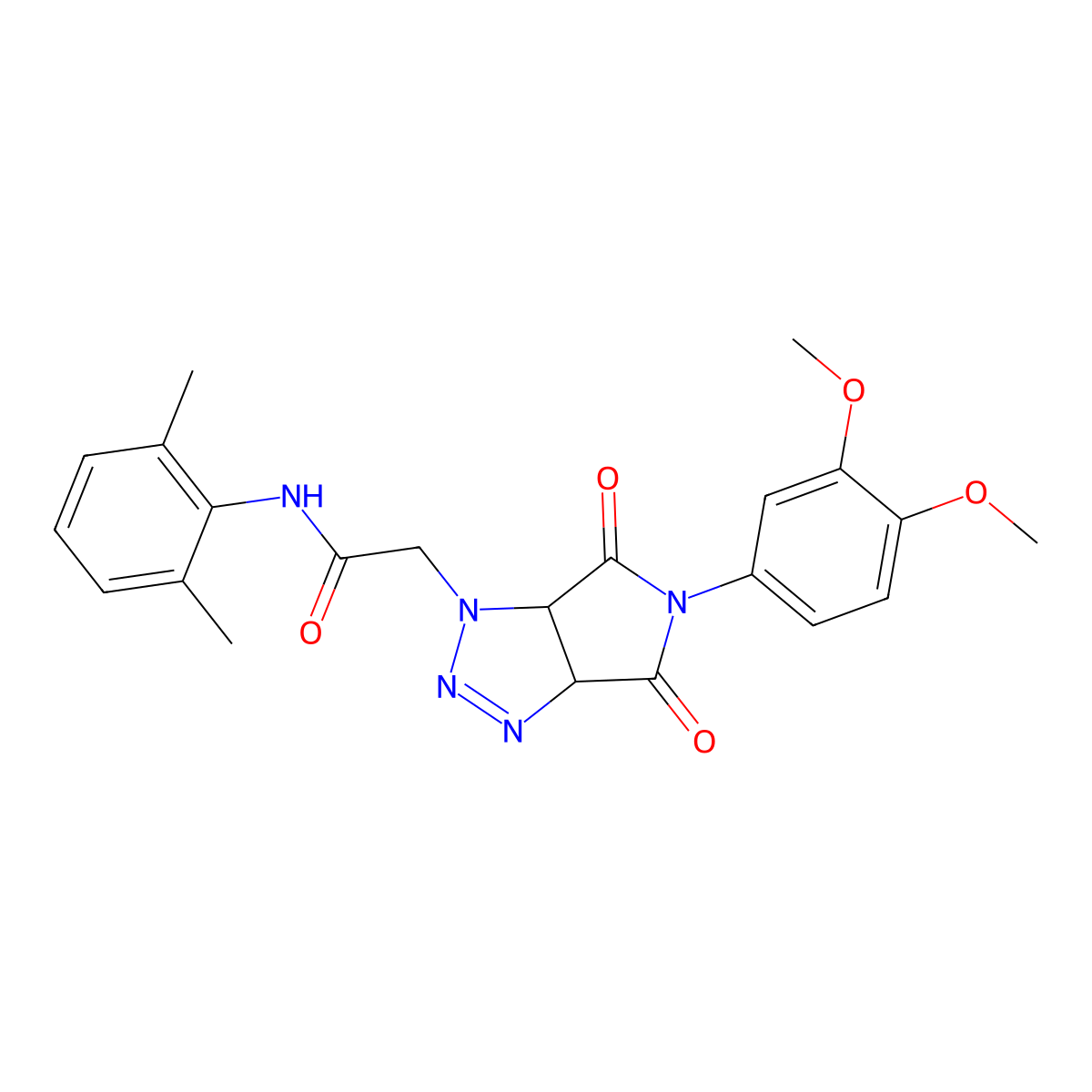 2-[5-(3,4-dimethoxyphenyl)-4,6-dioxo-4,5,6,6a-tetrahydropyrrolo[3,4-d][1,2,3]triazol-1(3aH)-yl]-N-(2,6-dimethylphenyl)acetamide molecular structure, CAS 1052610-40-8