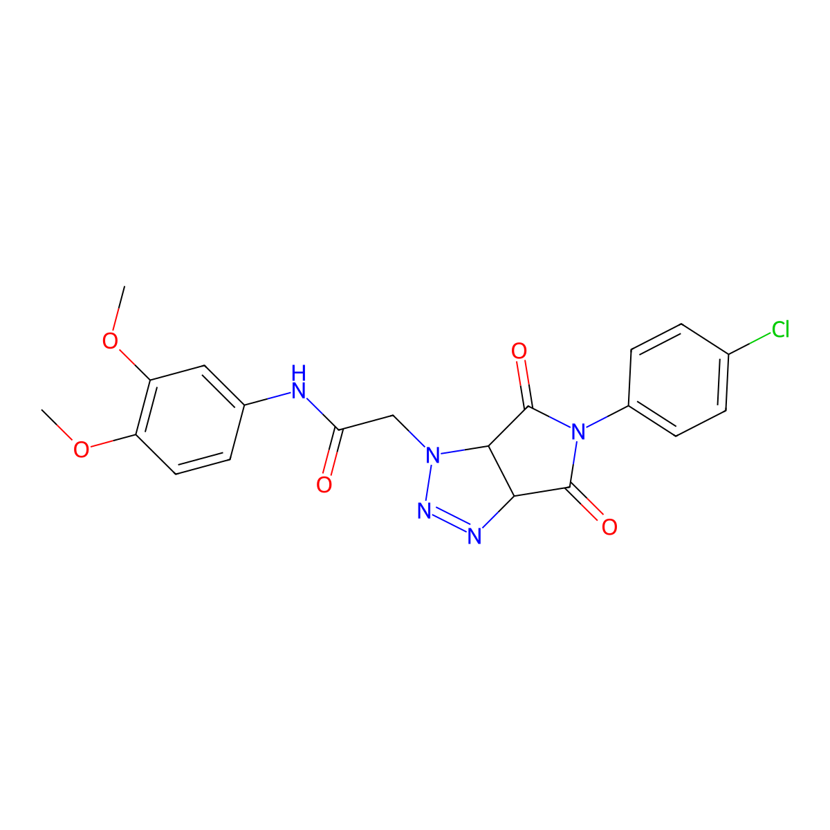 2-[5-(4-chlorophenyl)-4,6-dioxo-4,5,6,6a-tetrahydropyrrolo[3,4-d][1,2,3]triazol-1(3aH)-yl]-N-(3,4-dimethoxyphenyl)acetamide molecular structure, CAS 1052610-42-0