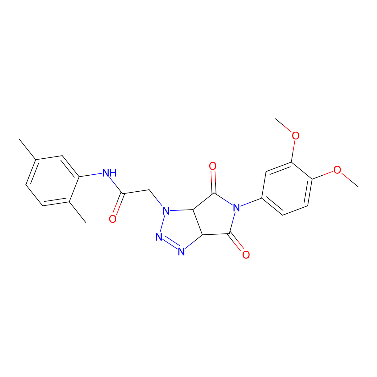 2-[5-(3,4-dimethoxyphenyl)-4,6-dioxo-4,5,6,6a-tetrahydropyrrolo[3,4-d][1,2,3]triazol-1(3aH)-yl]-N-(2,5-dimethylphenyl)acetamide molecular structure, CAS 1052610-50-0