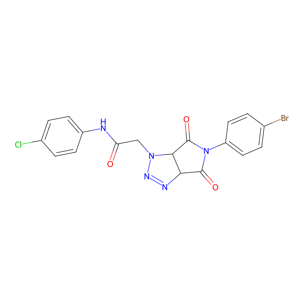 2-(5-(4-bromophenyl)-4,6-dioxo-4,5,6,6a-tetrahydropyrrolo[3,4-d][1,2,3]triazol-1(3aH)-yl)-N-(4-chlorophenyl)acetamide molecular structure, CAS 1052610-67-9