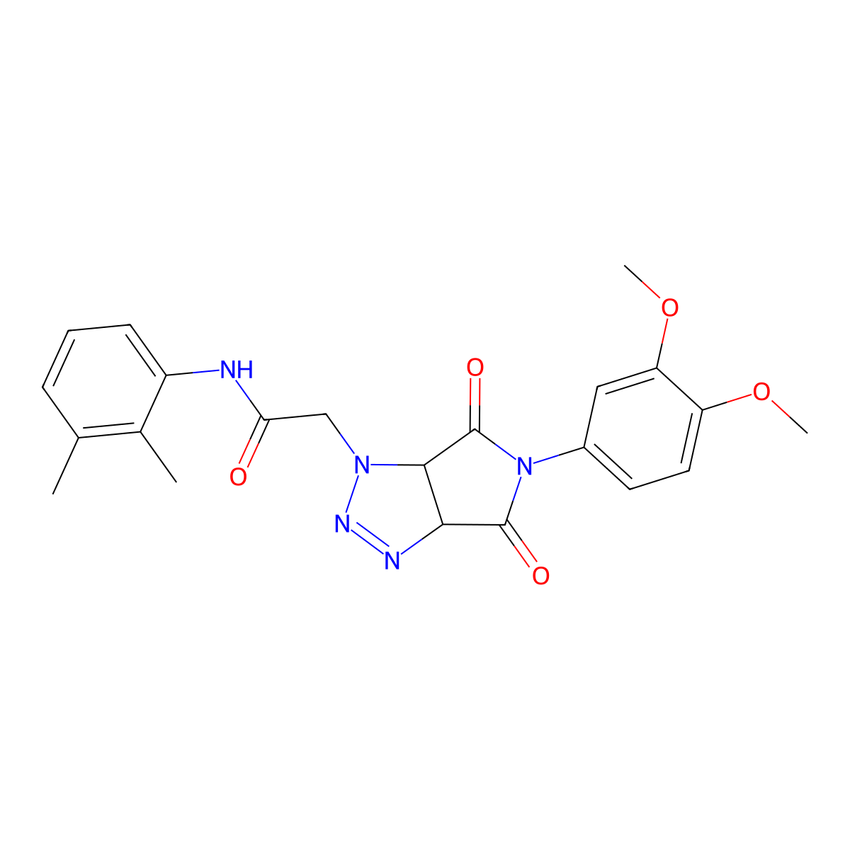 2-(5-(3,4-dimethoxyphenyl)-4,6-dioxo-4,5,6,6a-tetrahydropyrrolo[3,4-d][1,2,3]triazol-1(3aH)-yl)-N-(2,3-dimethylphenyl)acetamide molecular structure, CAS 1052610-79-3