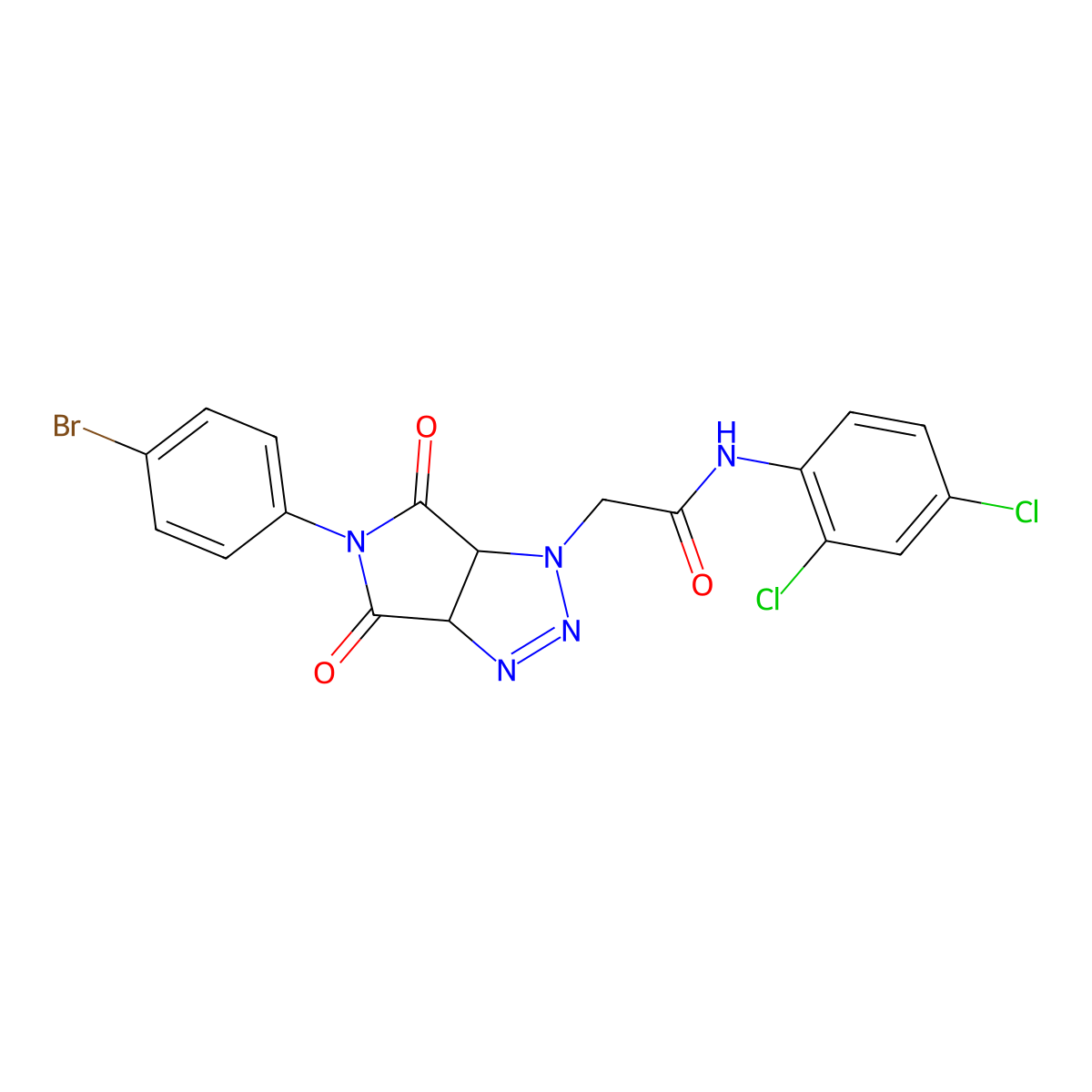 2-(5-(4-bromophenyl)-4,6-dioxo-4,5,6,6a-tetrahydropyrrolo[3,4-d][1,2,3]triazol-1(3aH)-yl)-N-(2,4-dichlorophenyl)acetamide molecular structure, CAS 1052610-90-8