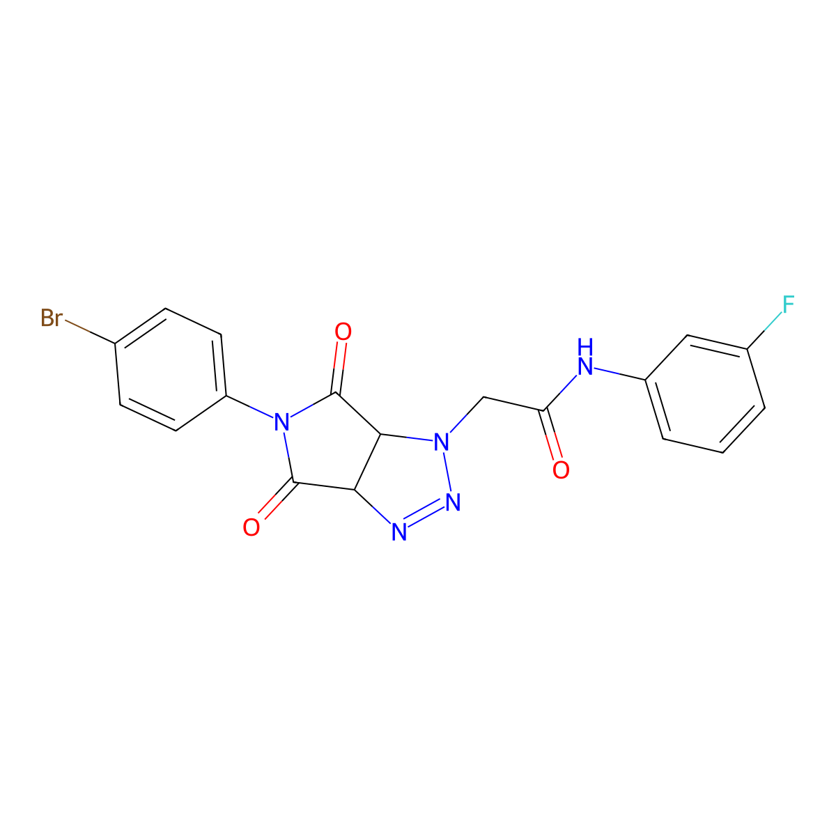 2-(5-(4-bromophenyl)-4,6-dioxo-4,5,6,6a-tetrahydropyrrolo[3,4-d][1,2,3]triazol-1(3aH)-yl)-N-(3-fluorophenyl)acetamide molecular structure, CAS 1052611-09-2