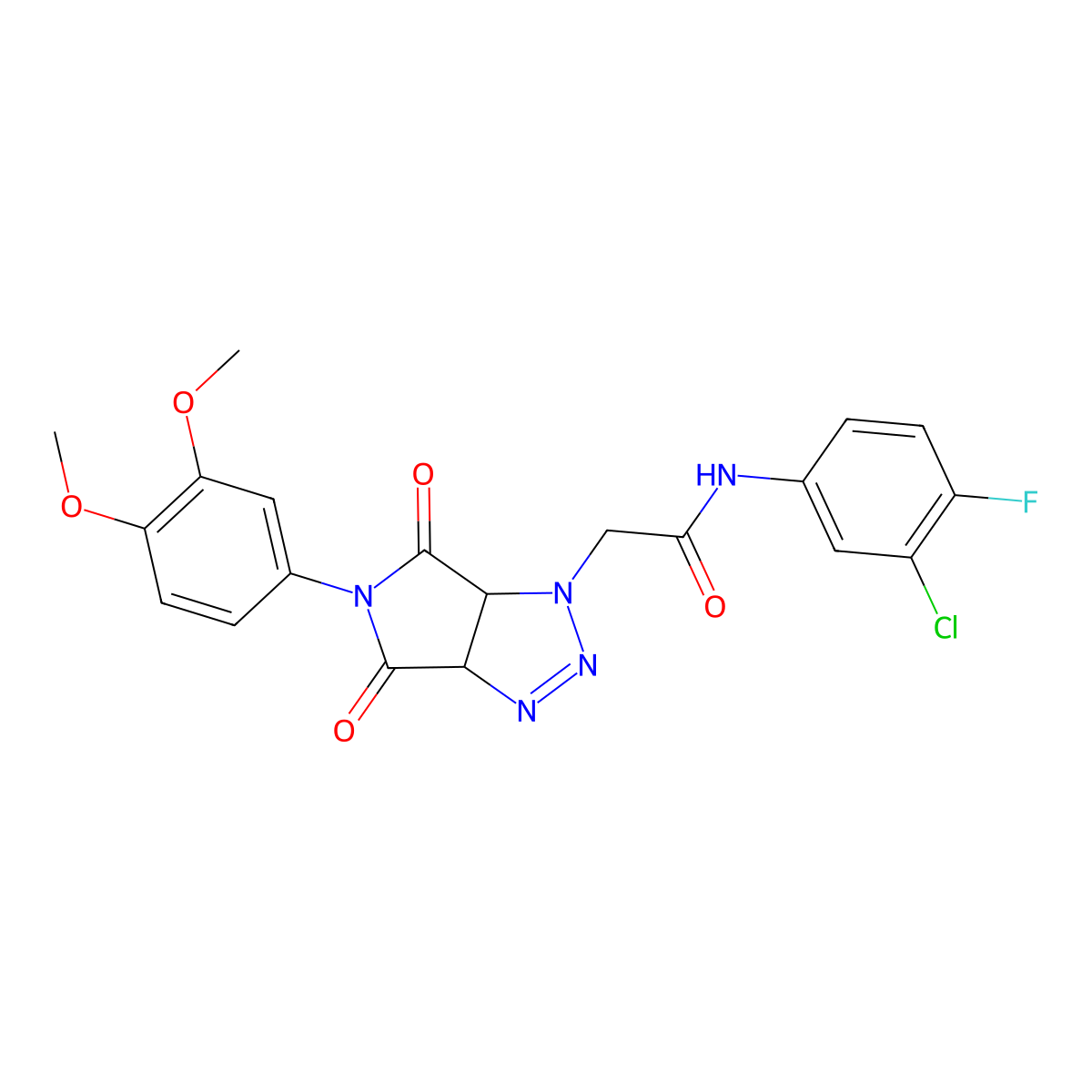 N-(3-chloro-4-fluorophenyl)-2-(5-(3,4-dimethoxyphenyl)-4,6-dioxo-4,5,6,6a-tetrahydropyrrolo[3,4-d][1,2,3]triazol-1(3aH)-yl)acetamide molecular structure, CAS 1052611-11-6