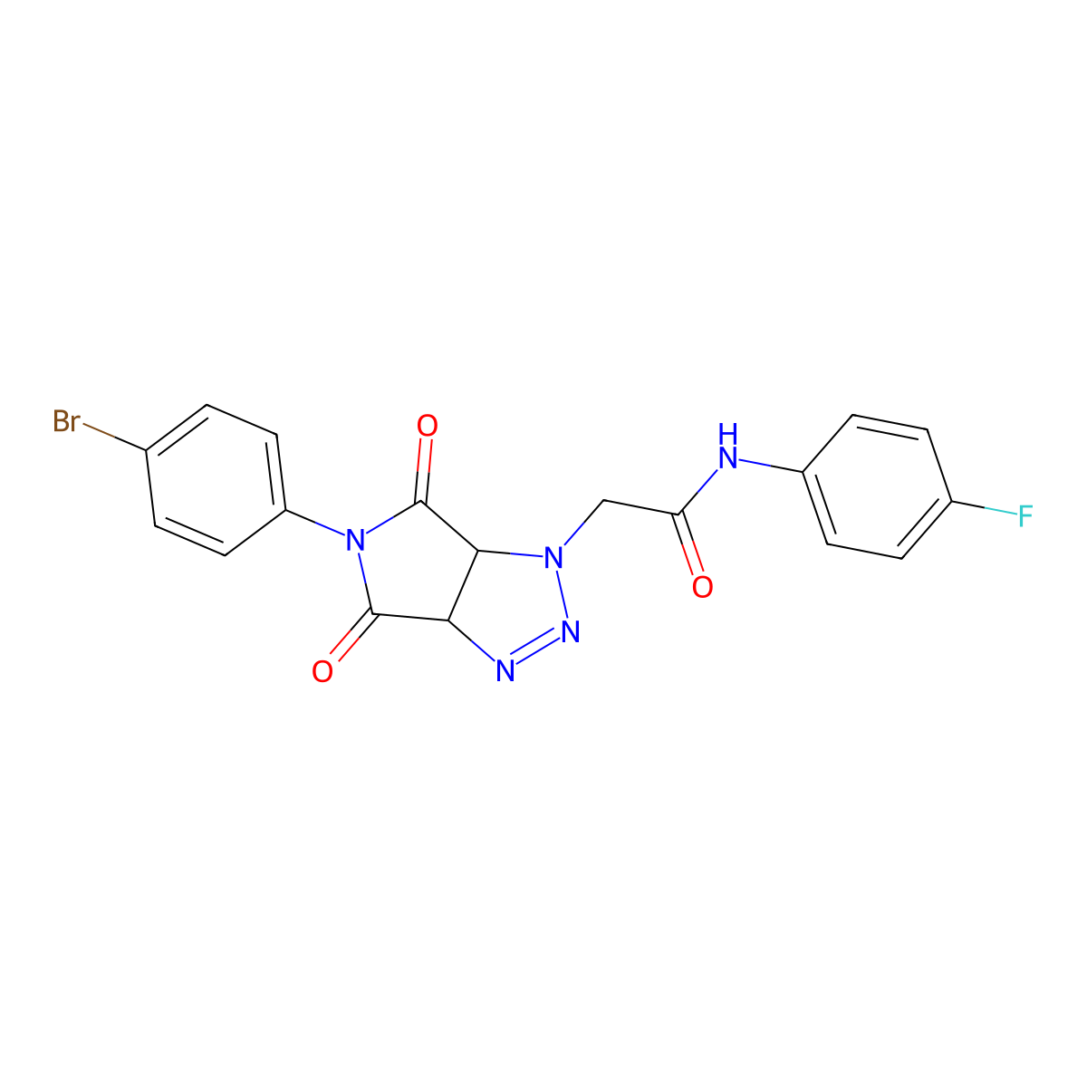2-[5-(4-bromophenyl)-4,6-dioxo-1H,3aH,4H,5H,6H,6aH-pyrrolo[3,4-d][1,2,3]triazol-1-yl]-N-(4-fluorophenyl)acetamide molecular structure, CAS 1052611-22-9