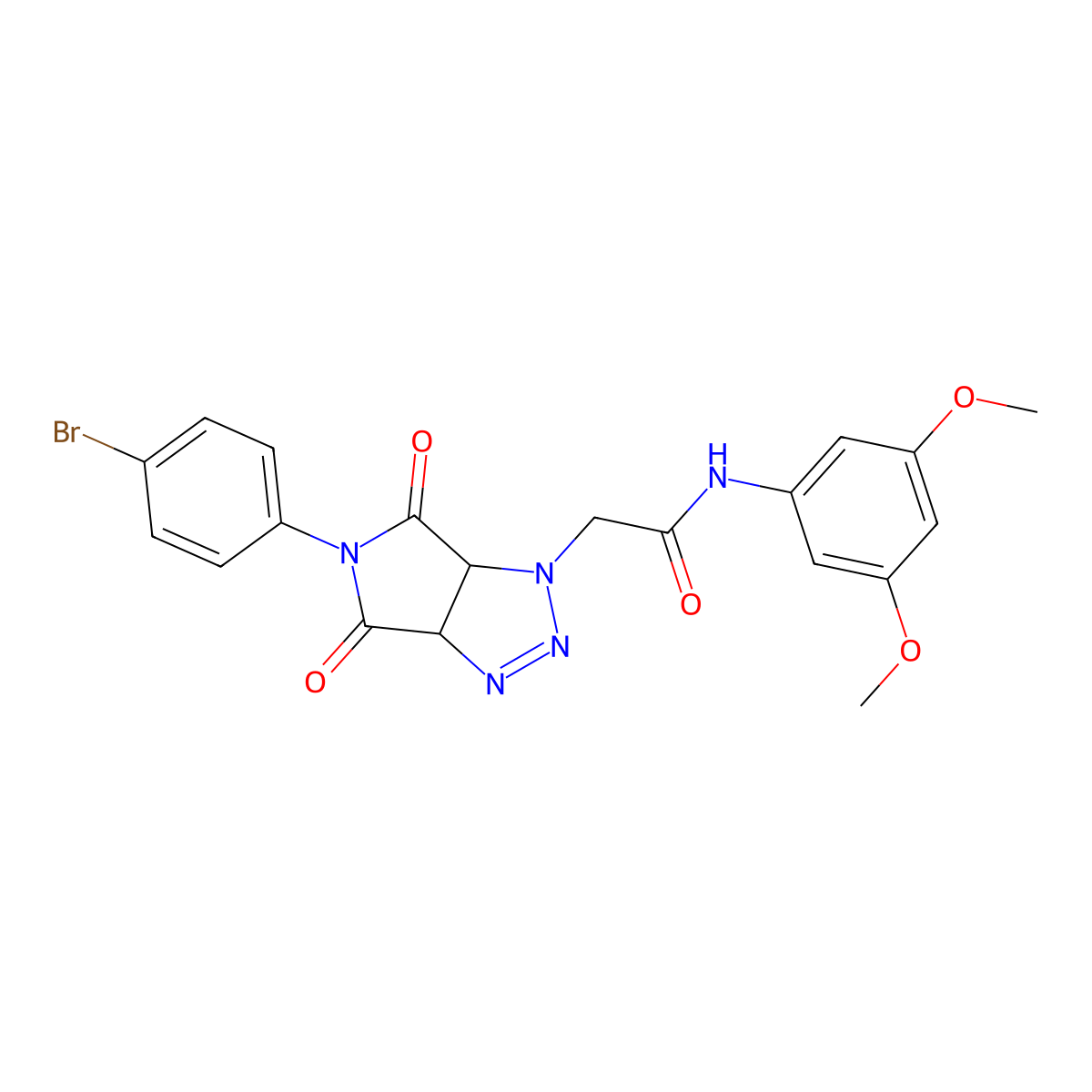 2-(5-(4-bromophenyl)-4,6-dioxo-4,5,6,6a-tetrahydropyrrolo[3,4-d][1,2,3]triazol-1(3aH)-yl)-N-(3,5-dimethoxyphenyl)acetamide molecular structure, CAS 1052611-33-2