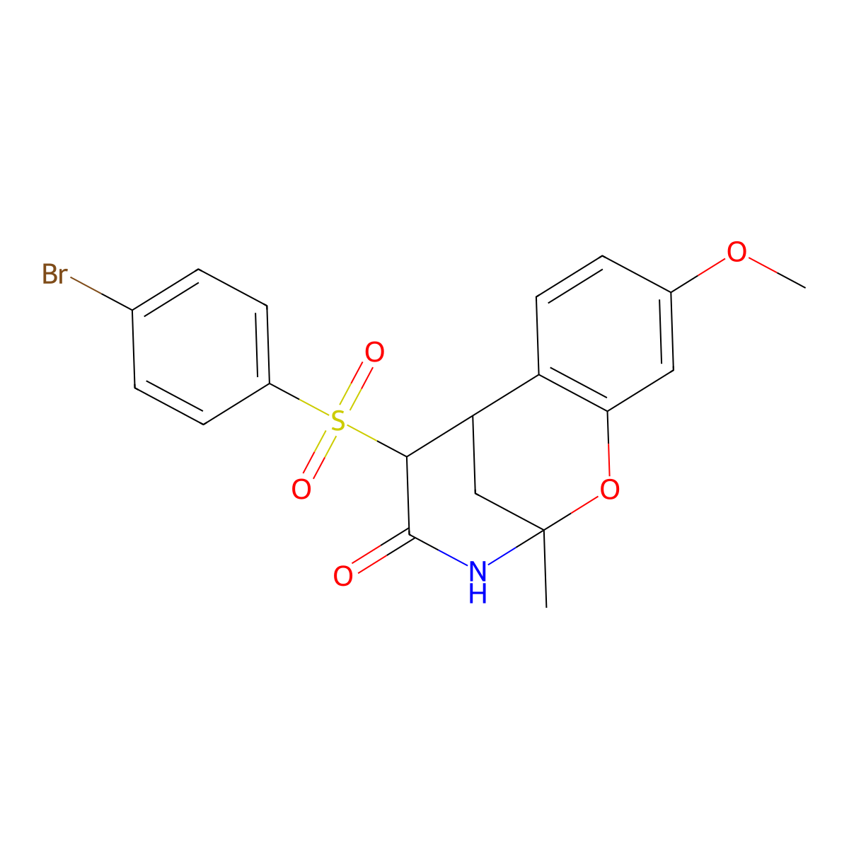 5-((4-bromophenyl)sulfonyl)-9-methoxy-2-methyl-5,6-dihydro-2H-2,6-methanobenzo[g][1,3]oxazocin-4(3H)-one molecular structure, CAS 1052611-39-8