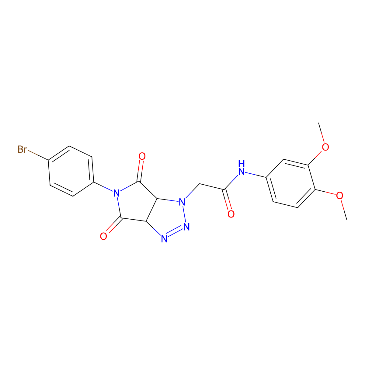 2-(5-(4-bromophenyl)-4,6-dioxo-4,5,6,6a-tetrahydropyrrolo[3,4-d][1,2,3]triazol-1(3aH)-yl)-N-(3,4-dimethoxyphenyl)acetamide molecular structure, CAS 1052611-63-8