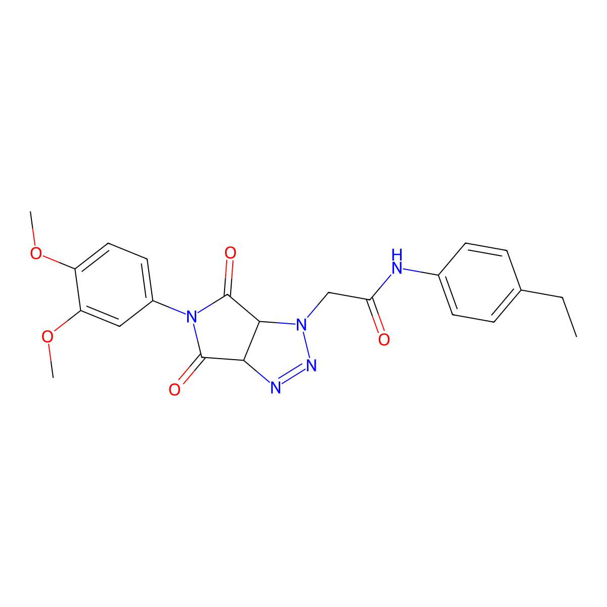 2-(5-(3,4-dimethoxyphenyl)-4,6-dioxo-4,5,6,6a-tetrahydropyrrolo[3,4-d][1,2,3]triazol-1(3aH)-yl)-N-(4-ethylphenyl)acetamide molecular structure, CAS 1052611-72-9