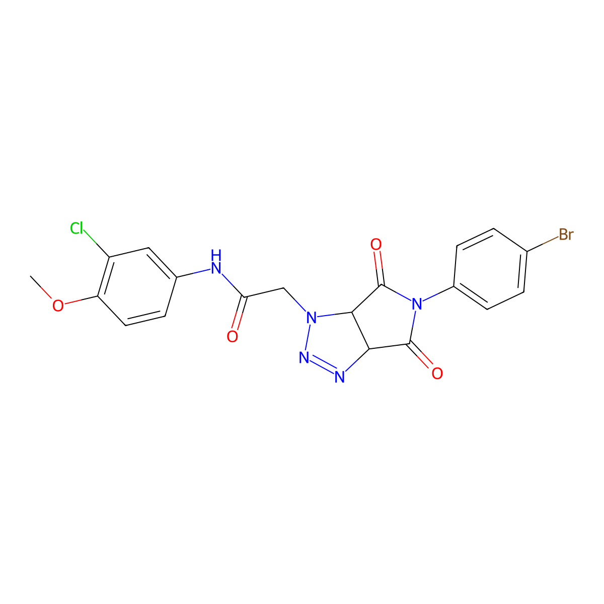2-(5-(4-bromophenyl)-4,6-dioxo-4,5,6,6a-tetrahydropyrrolo[3,4-d][1,2,3]triazol-1(3aH)-yl)-N-(3-chloro-4-methoxyphenyl)acetamide molecular structure, CAS 1052611-78-5