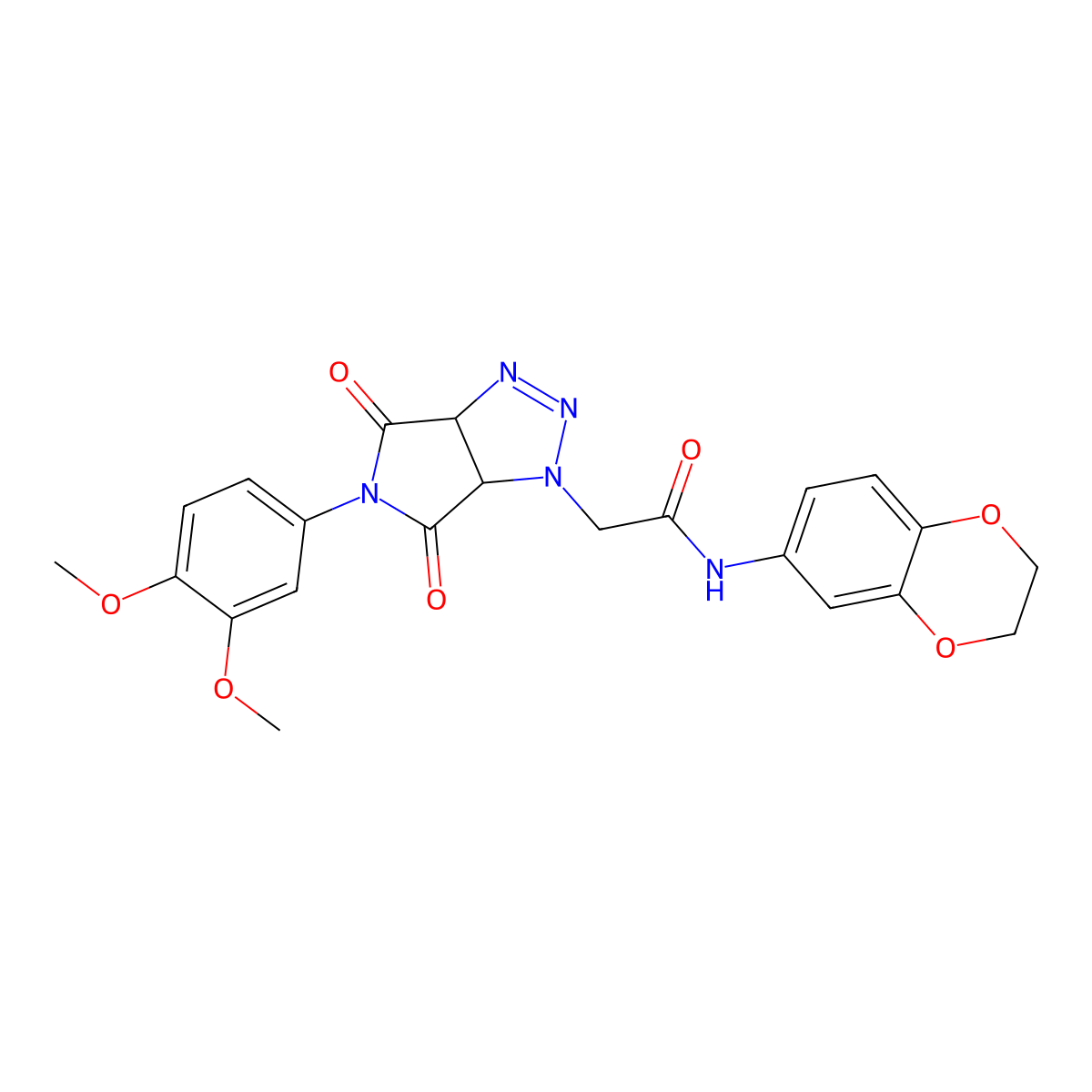 N-(2,3-dihydro-1,4-benzodioxin-6-yl)-2-[5-(3,4-dimethoxyphenyl)-4,6-dioxo-4,5,6,6a-tetrahydropyrrolo[3,4-d][1,2,3]triazol-1(3aH)-yl]acetamide molecular structure, CAS 1052611-85-4