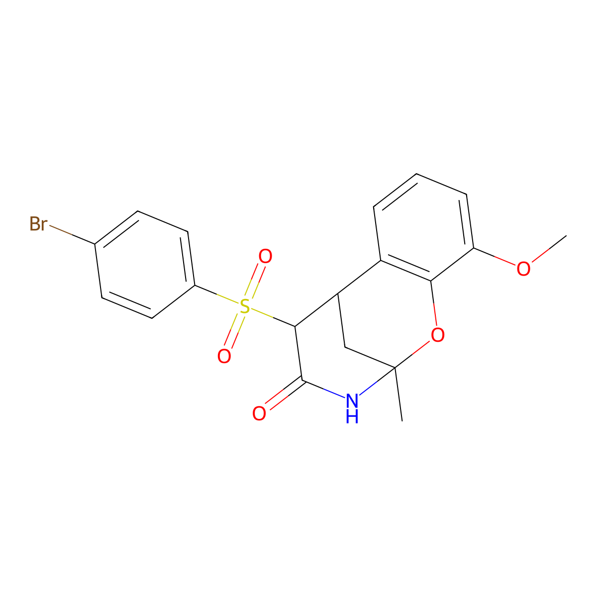 5-((4-bromophenyl)sulfonyl)-10-methoxy-2-methyl-5,6-dihydro-2H-2,6-methanobenzo[g][1,3]oxazocin-4(3H)-one molecular structure, CAS 1052611-94-5