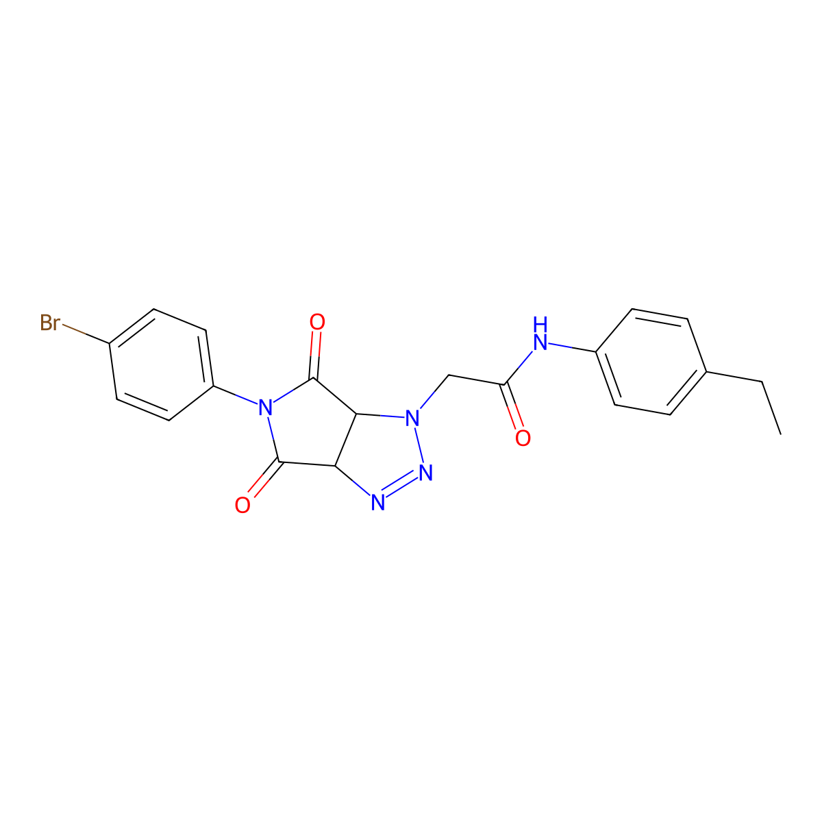 2-(5-(4-bromophenyl)-4,6-dioxo-4,5,6,6a-tetrahydropyrrolo[3,4-d][1,2,3]triazol-1(3aH)-yl)-N-(4-ethylphenyl)acetamide molecular structure, CAS 1052612-06-2