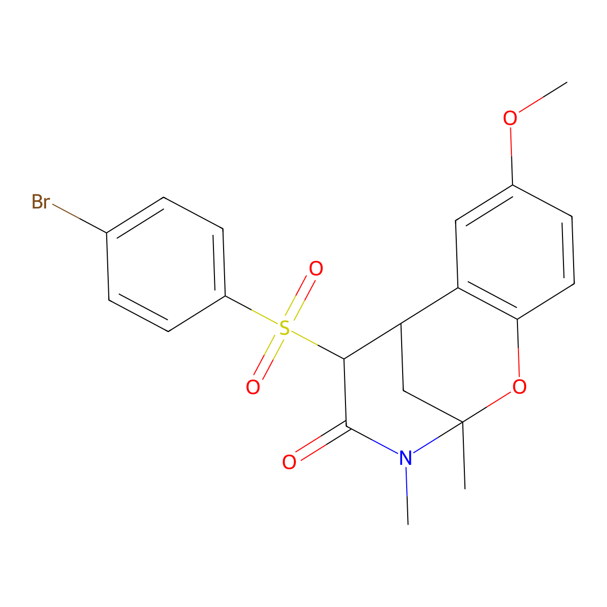 5-((4-bromophenyl)sulfonyl)-8-methoxy-2,3-dimethyl-5,6-dihydro-2H-2,6-methanobenzo[g][1,3]oxazocin-4(3H)-one molecular structure, CAS 1052612-15-3