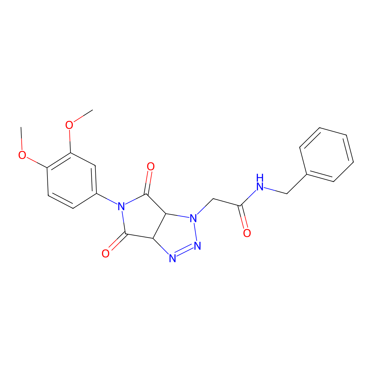 N-benzyl-2-[5-(3,4-dimethoxyphenyl)-4,6-dioxo-4,5,6,6a-tetrahydropyrrolo[3,4-d][1,2,3]triazol-1(3aH)-yl]acetamide molecular structure, CAS 1052612-45-9