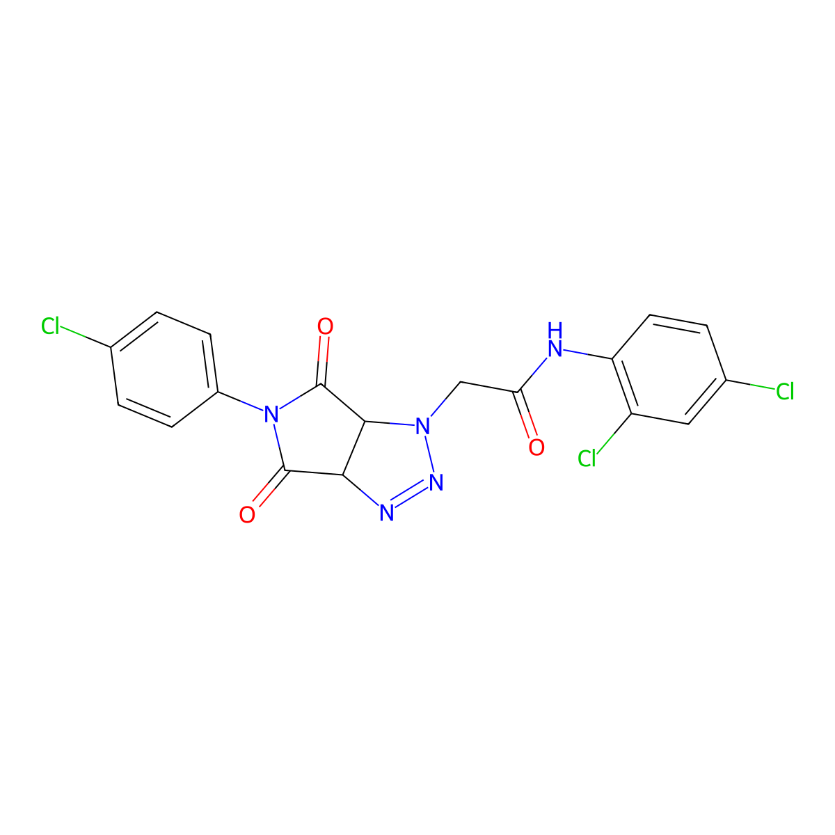 2-(5-(4-chlorophenyl)-4,6-dioxo-4,5,6,6a-tetrahydropyrrolo[3,4-d][1,2,3]triazol-1(3aH)-yl)-N-(2,4-dichlorophenyl)acetamide molecular structure, CAS 1052612-48-2