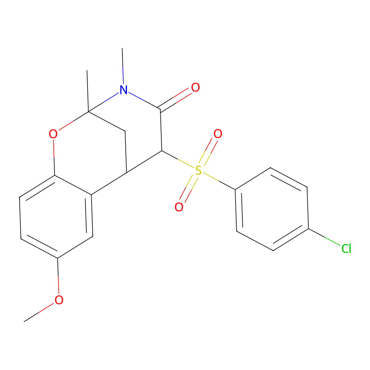 5-((4-chlorophenyl)sulfonyl)-8-methoxy-2,3-dimethyl-5,6-dihydro-2H-2,6-methanobenzo[g][1,3]oxazocin-4(3H)-one molecular structure, CAS 1052612-57-3