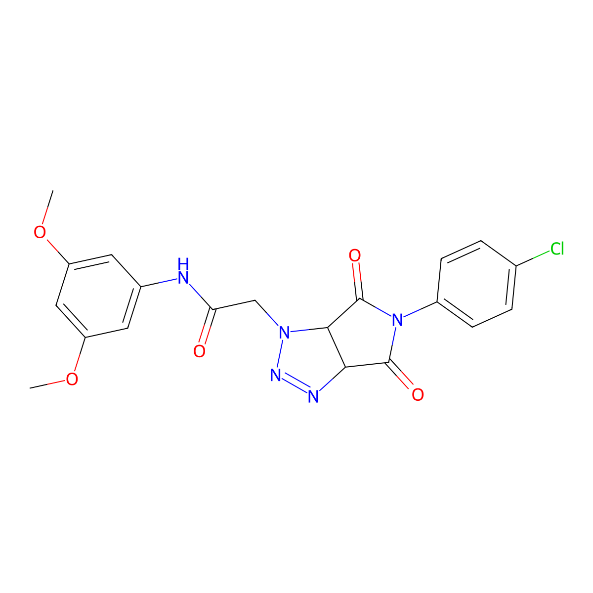 2-(5-(4-chlorophenyl)-4,6-dioxo-4,5,6,6a-tetrahydropyrrolo[3,4-d][1,2,3]triazol-1(3aH)-yl)-N-(3,5-dimethoxyphenyl)acetamide molecular structure, CAS 1052612-84-6
