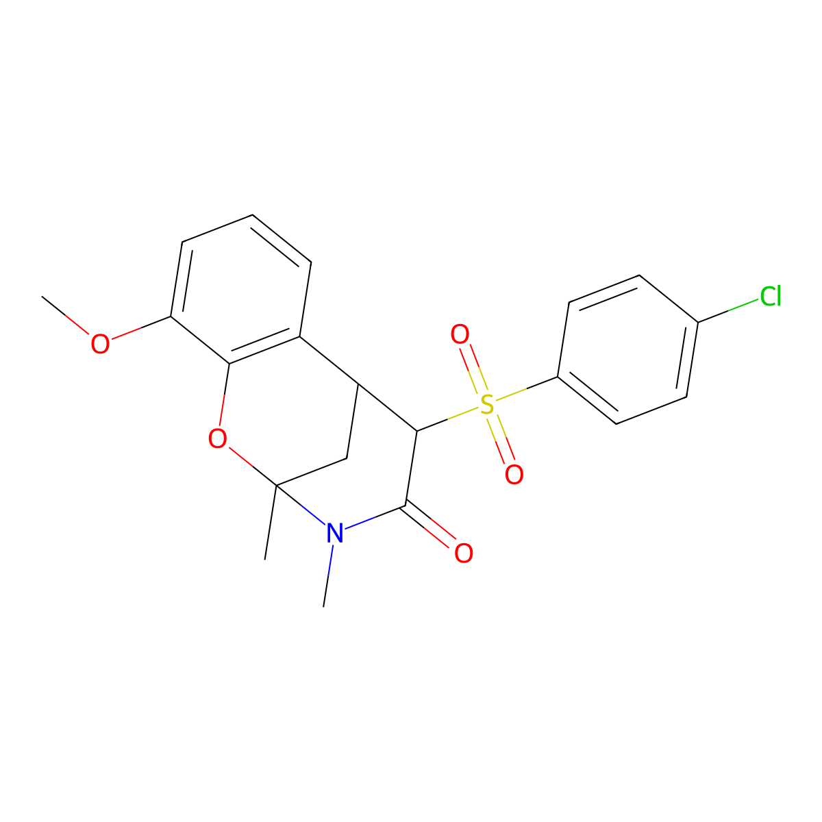12-(4-Chlorobenzenesulfonyl)-6-methoxy-9,10-dimethyl-8-oxa-10-azatricyclo[7.3.1.0^{2,7}]trideca-2,4,6-trien-11-one molecular structure, CAS 1052612-92-6