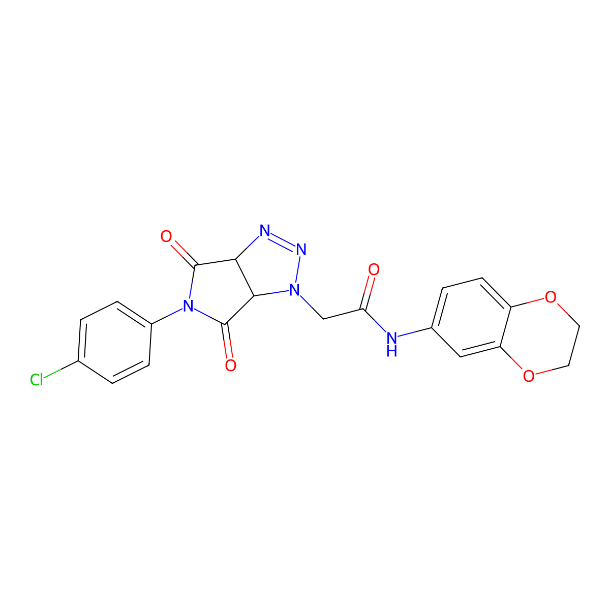 2-(5-(4-chlorophenyl)-4,6-dioxo-4,5,6,6a-tetrahydropyrrolo[3,4-d][1,2,3]triazol-1(3aH)-yl)-N-(2,3-dihydrobenzo[b][1,4]dioxin-6-yl)acetamide molecular structure, CAS 1052613-36-1
