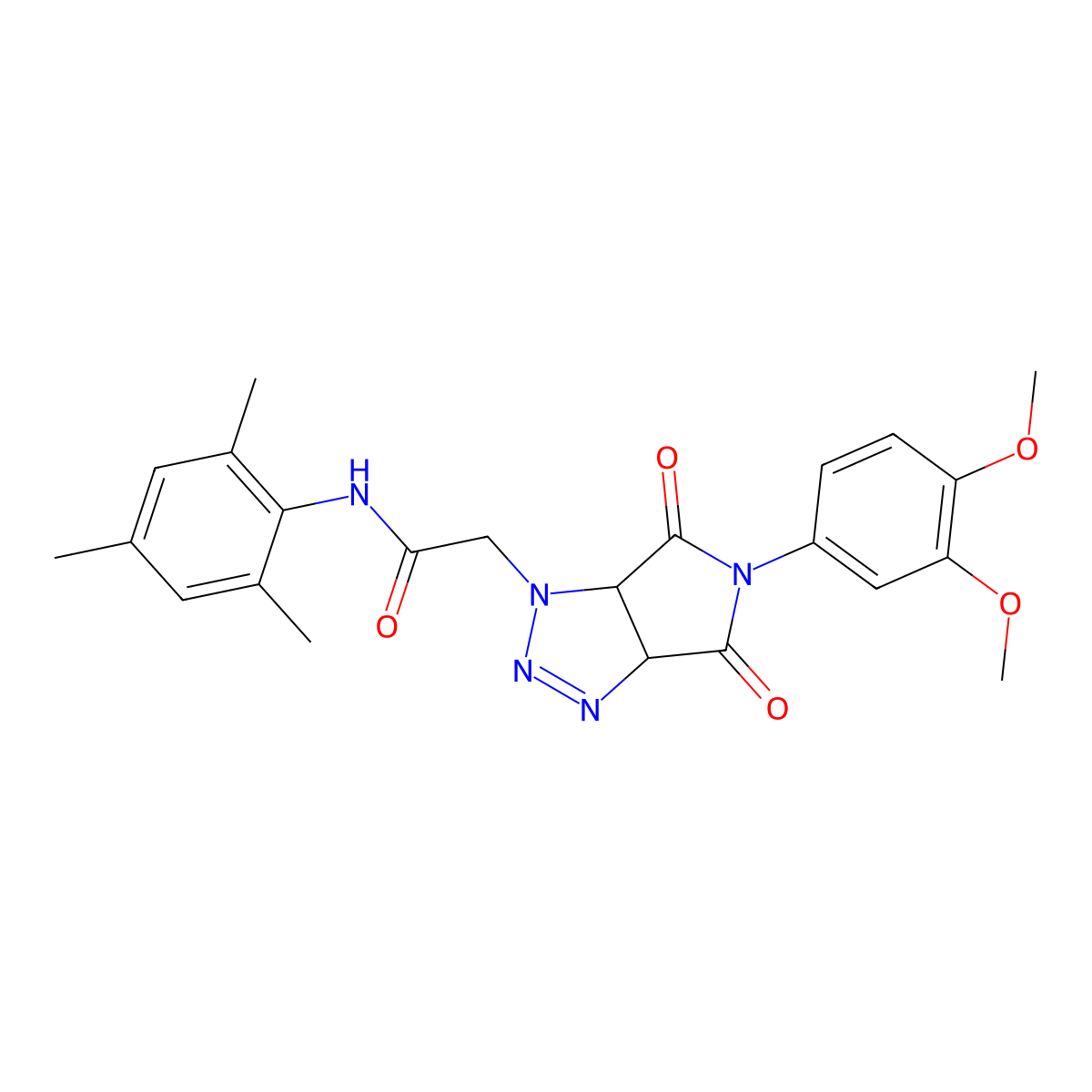 2-(5-(3,4-dimethoxyphenyl)-4,6-dioxo-4,5,6,6a-tetrahydropyrrolo[3,4-d][1,2,3]triazol-1(3aH)-yl)-N-mesitylacetamide molecular structure, CAS 1052613-53-2
