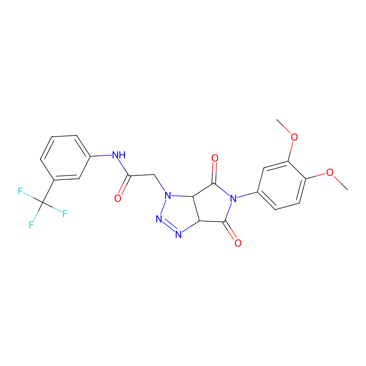 2-[5-(3,4-dimethoxyphenyl)-4,6-dioxo-4,5,6,6a-tetrahydropyrrolo[3,4-d][1,2,3]triazol-1(3aH)-yl]-N-[3-(trifluoromethyl)phenyl]acetamide molecular structure, CAS 1052614-10-4