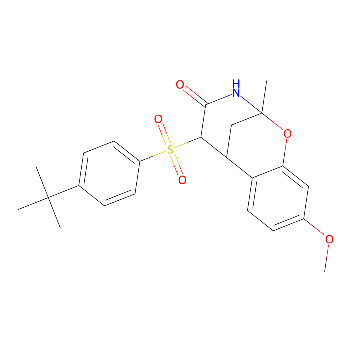 5-((4-(tert-butyl)phenyl)sulfonyl)-9-methoxy-2-methyl-5,6-dihydro-2H-2,6-methanobenzo[g][1,3]oxazocin-4(3H)-one molecular structure, CAS 1052614-36-4
