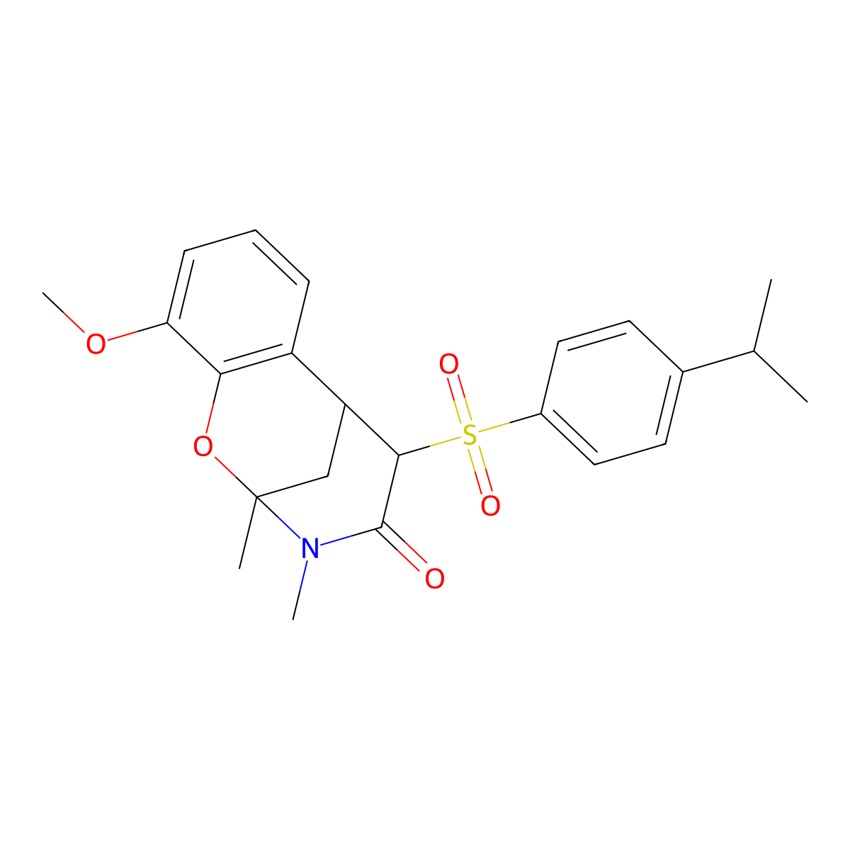 6-Methoxy-9,10-dimethyl-12-[4-(propan-2-yl)benzenesulfonyl]-8-oxa-10-azatricyclo[7.3.1.0^{2,7}]trideca-2,4,6-trien-11-one molecular structure, CAS 1052614-38-6