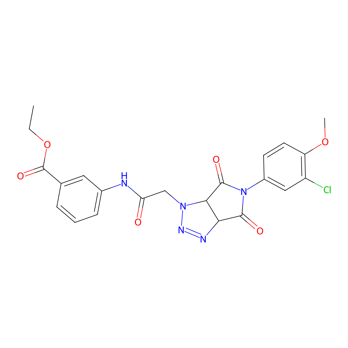 ethyl 3-({[5-(3-chloro-4-methoxyphenyl)-4,6-dioxo-4,5,6,6a-tetrahydropyrrolo[3,4-d][1,2,3]triazol-1(3aH)-yl]acetyl}amino)benzoate molecular structure, CAS 1052614-63-7