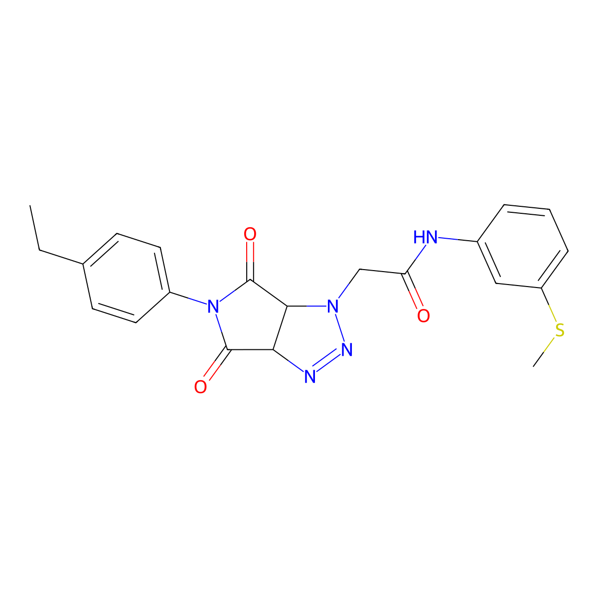 2-(5-(4-ethylphenyl)-4,6-dioxo-4,5,6,6a-tetrahydropyrrolo[3,4-d][1,2,3]triazol-1(3aH)-yl)-N-(3-(methylthio)phenyl)acetamide molecular structure, CAS 1052615-74-3
