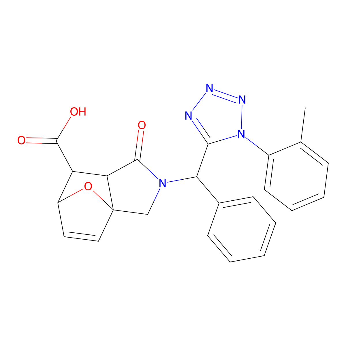 2-{[1-(2-methylphenyl)-1H-tetrazol-5-yl](phenyl)methyl}-1-oxo-1,2,3,6,7,7a-hexahydro-3a,6-epoxyisoindole-7-carboxylic acid molecular structure, CAS 1052616-31-5