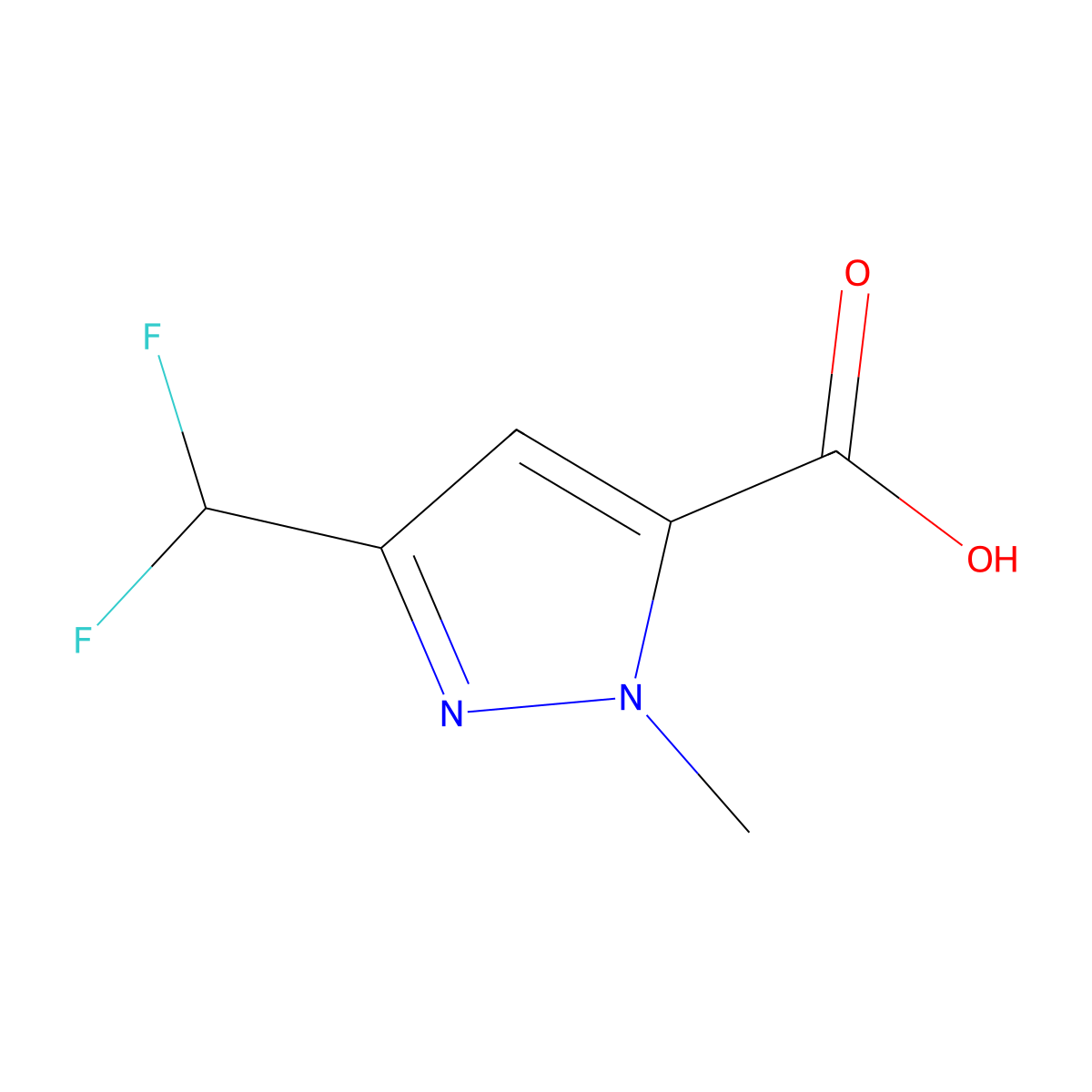 3-(difluoromethyl)-1-methyl-1H-pyrazole-5-carboxylic acid molecular structure, CAS 1052617-38-5