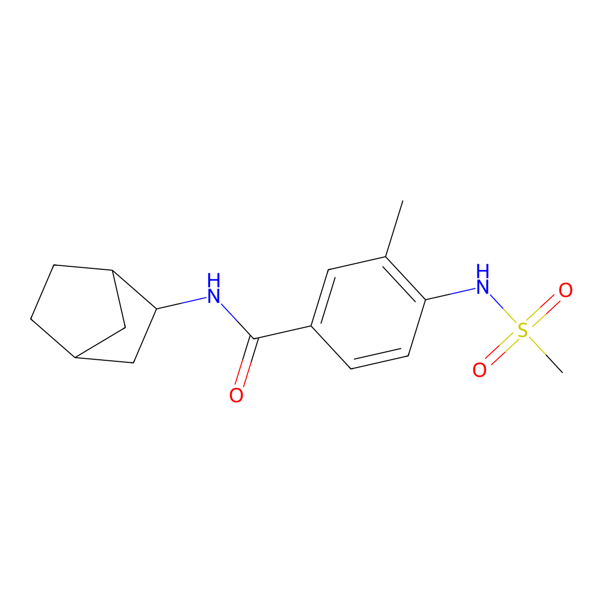 N-(bicyclo[2.2.1]hept-2-yl)-3-methyl-4-[(methylsulfonyl)amino]benzamide molecular structure, CAS 1052618-34-4